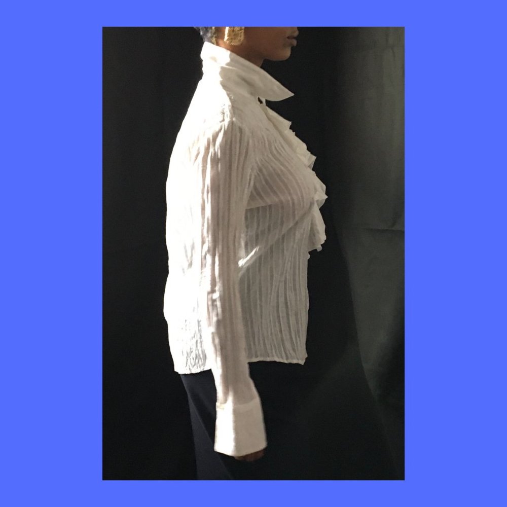 White Ruffle Long Sleeve Blouse